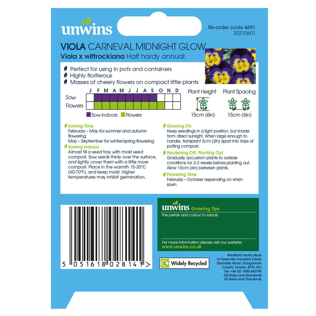 Unwins Viola Carneval Midnight Glow F1 Seeds 5051618028141 2